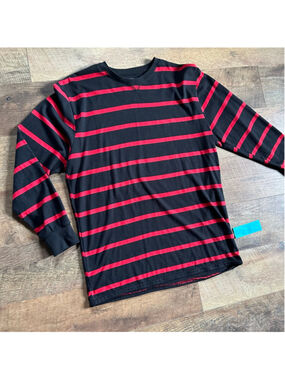 Men's Galaxy by Harvic Long Sleeve Tee L Black Red Striped